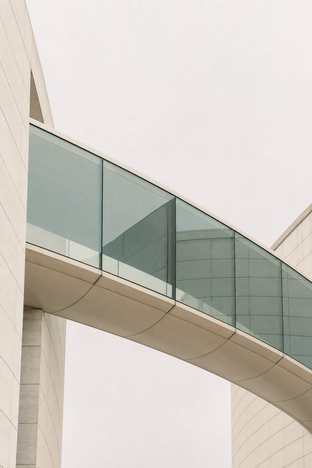 An elegant modern sky-bridge between two buildings